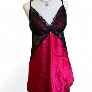 Vintage Black and Red Lace Nightgown